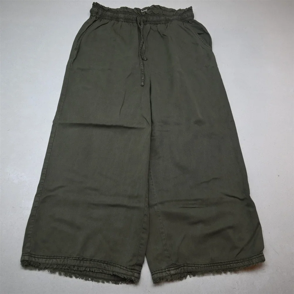 C&C California L Green Pull On Wide Leg Drawstring Womens Pants